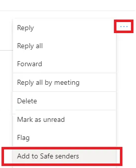Add to Safe Senders List